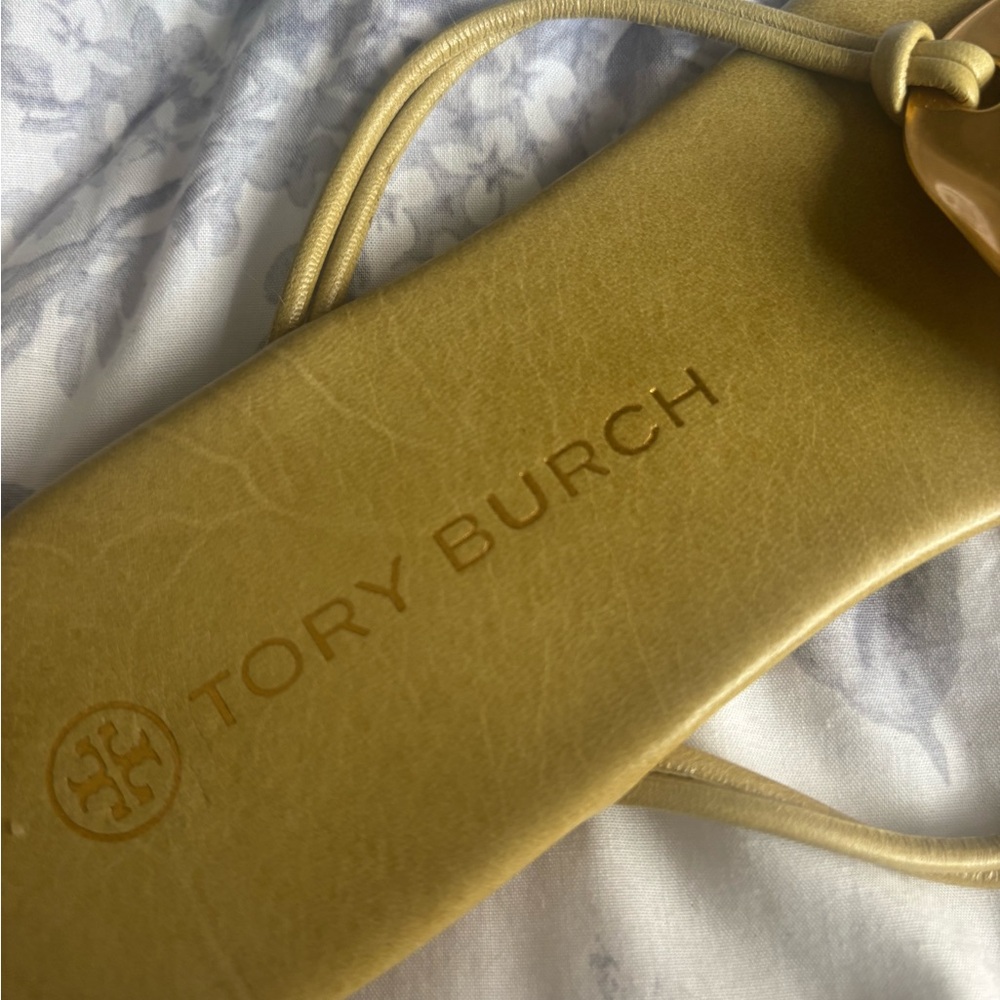 Tory Burch Pato Olive & Gold Disk Sandals - Picture 7 of 11